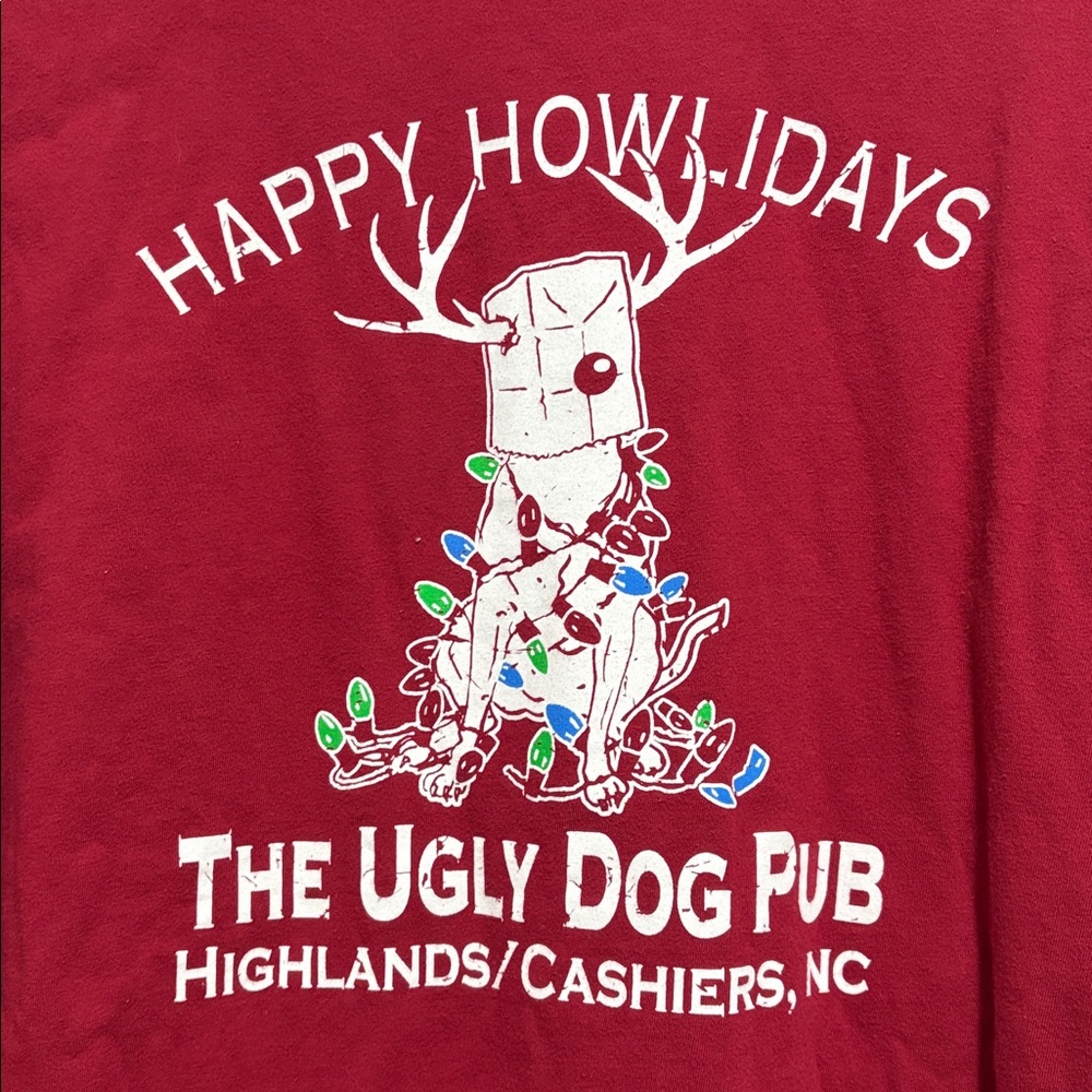 Ugly Dog Pub shirt Christmas Lights long sleeve tee 2XL Cashiers Highlands NC
